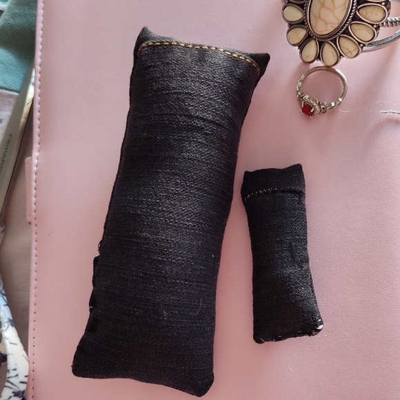 handsewn Accessories - Black Denim Bracelet Pillow, Bonus Ring Pillow For Displaying . Jewelry Not Incl